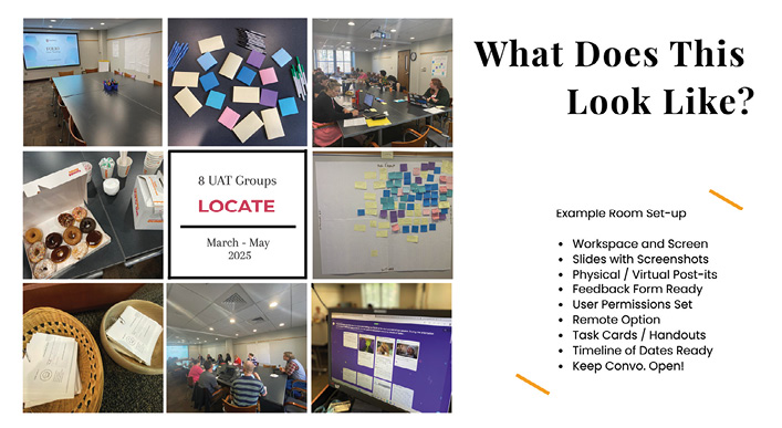 The photos from a variety of user testing sessions and focus groups leading up to a catalog system migration