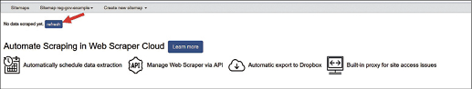Click refreshed to see the scraped data.