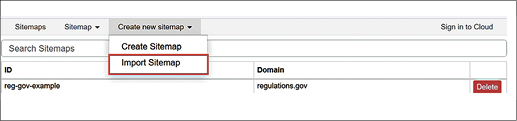 Importing a site map